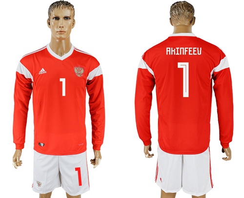 Russia #1 Akinfeev Red Home Long Sleeves Soccer Country Jersey